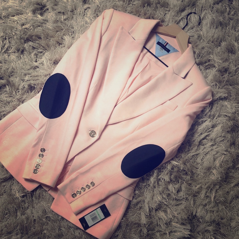 TOMMY HILFIGER: Elbow Patch Single Button Blaze
